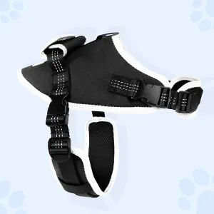 Reflective Tactical Vest Harness, Heavy-Duty for Large Dogs, Adjustable with Handle, Ideal for Training, Hunting, Walking - Black, Medium.