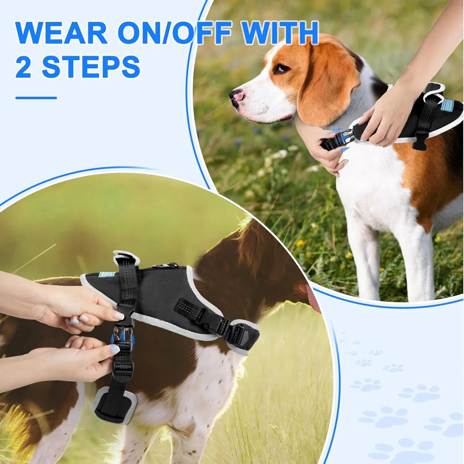 Reflective Tactical Vest Harness, Heavy-Duty for Large Dogs, Adjustable with Handle, Ideal for Training, Hunting, Walking - Black, Medium.