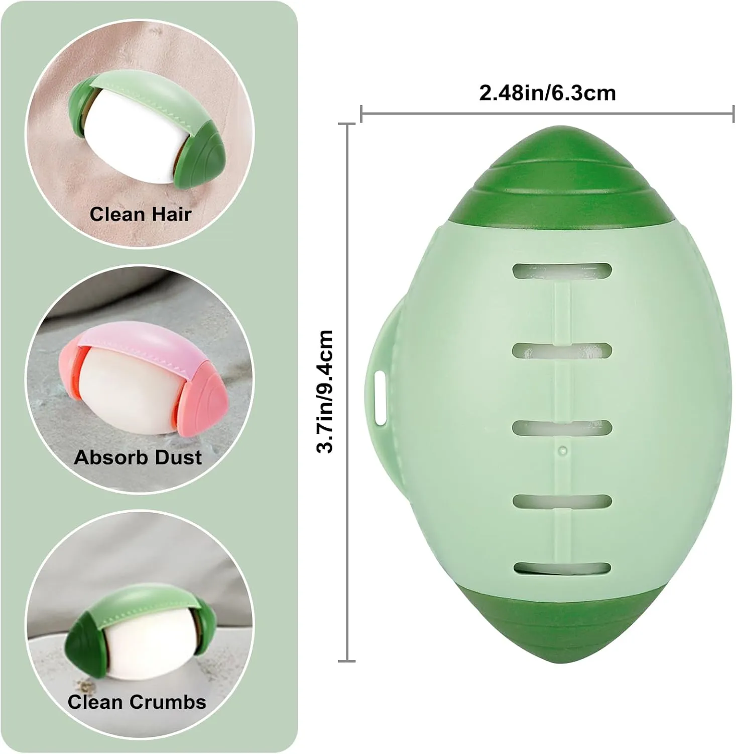 Reusable Lint Rollers for Pet Hair, Washable Sticky Roller for Clothes, Portable Home Travel Lint Roller, Super Sticky Lint Roller Ball for Plush Hair, Washable lint Roller, Dust, Green