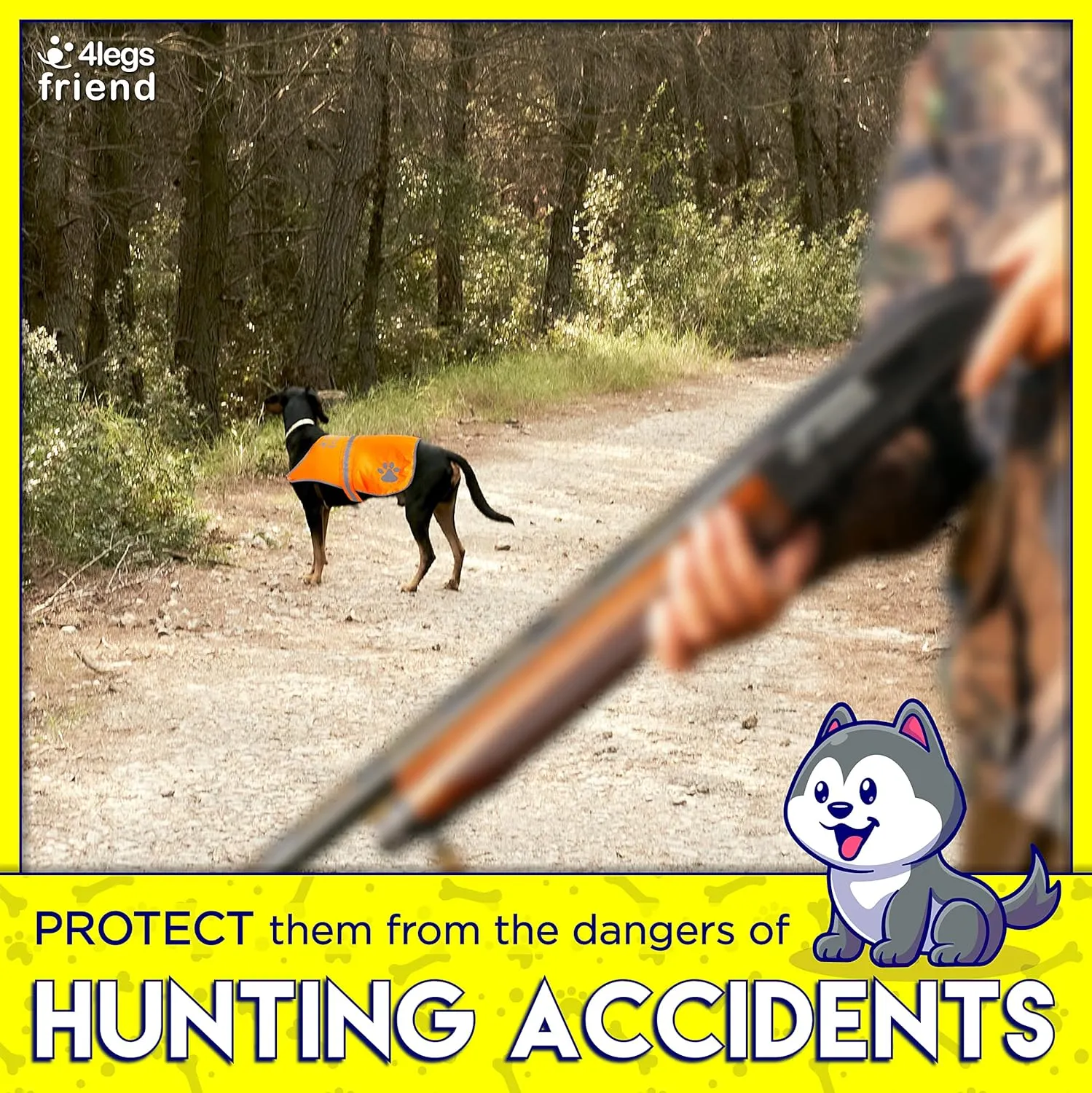 Safety Reflective Vest for Dogs - High Visibility for Outdoor Activity Day and Night, Protect Your Pet from Cars & Hunting Accidents
