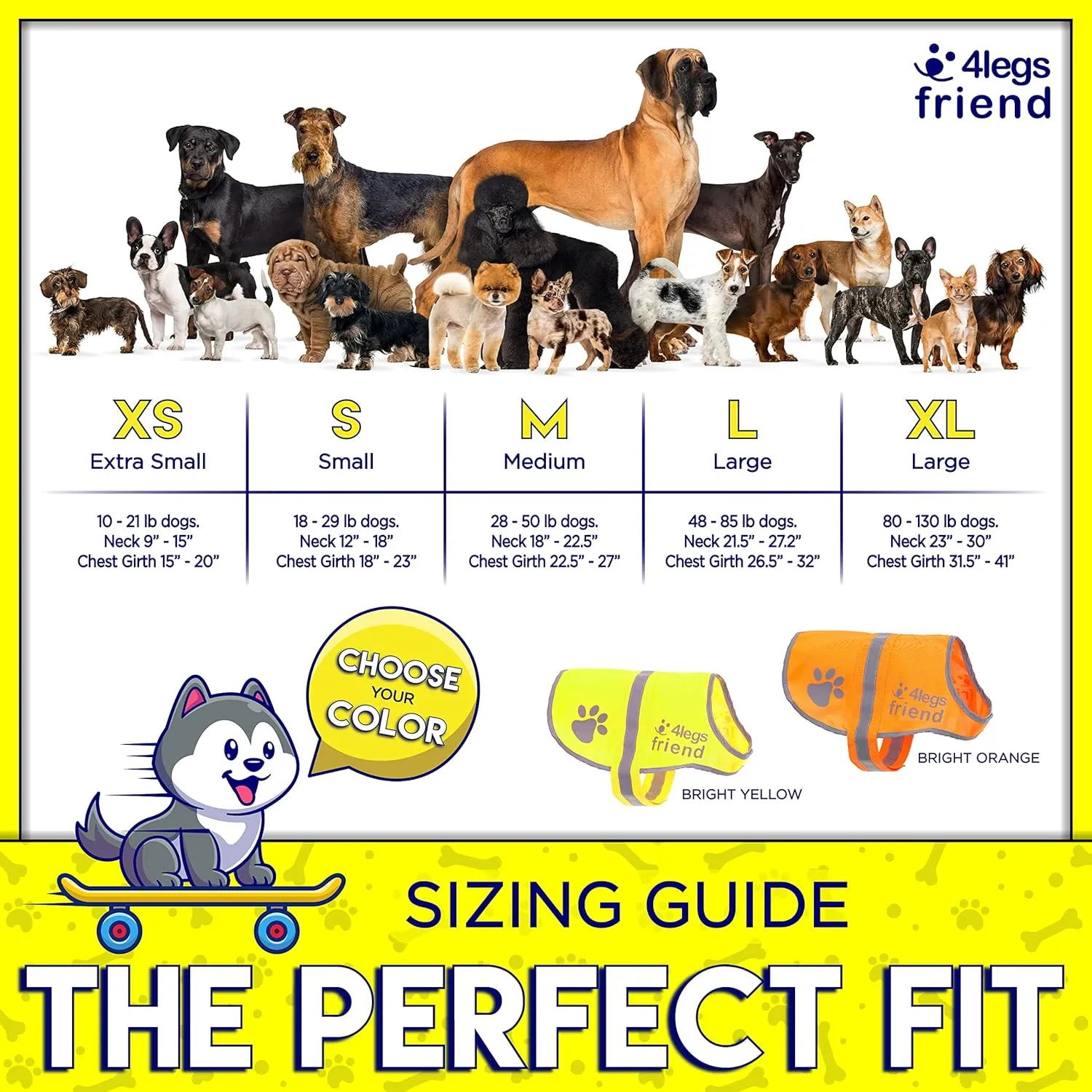 Safety Reflective Vest for Dogs - High Visibility for Outdoor Activity Day and Night, Protect Your Pet from Cars & Hunting Accidents