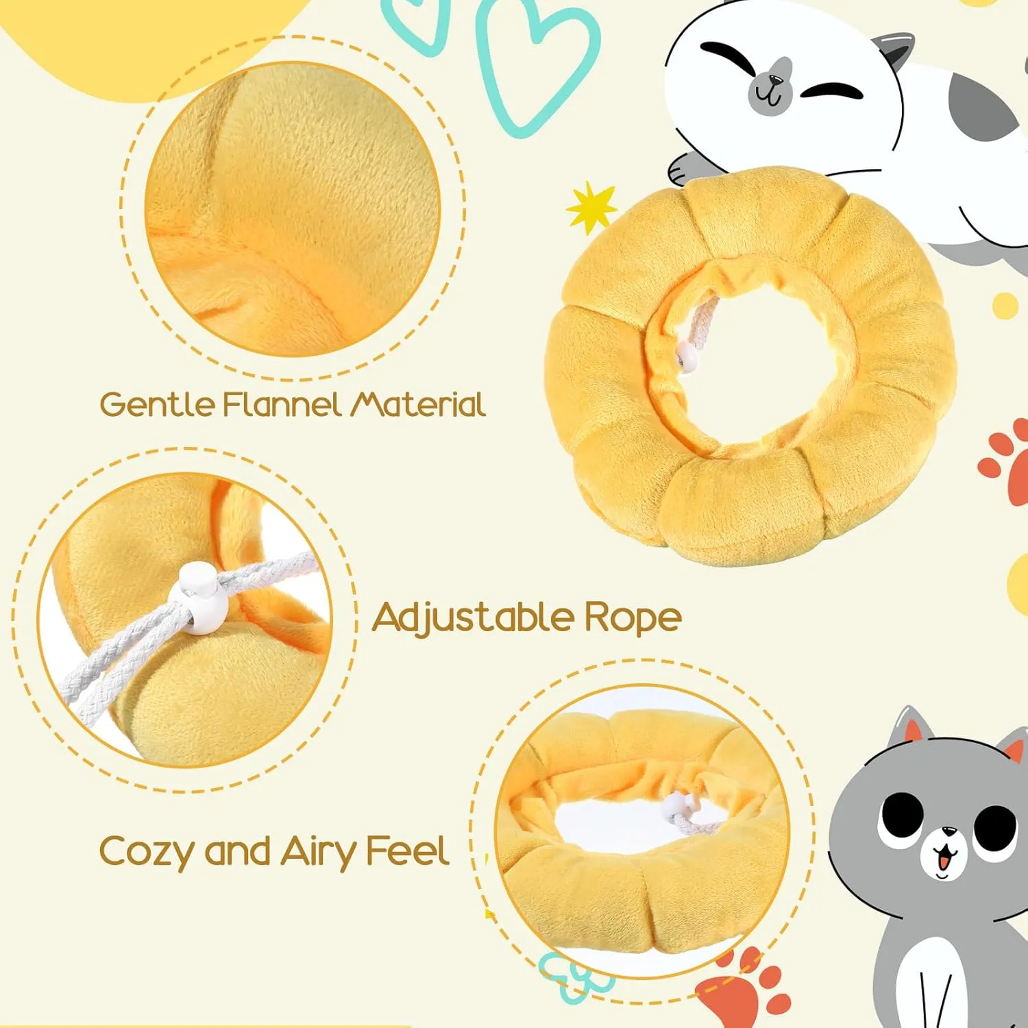 Soft Dog Cone Collar,Dog Donut Collar After Surgey, Flower Shape Dogs Cone Alternative, Adjustable Cat Collars for Medium Large Dogs(M)