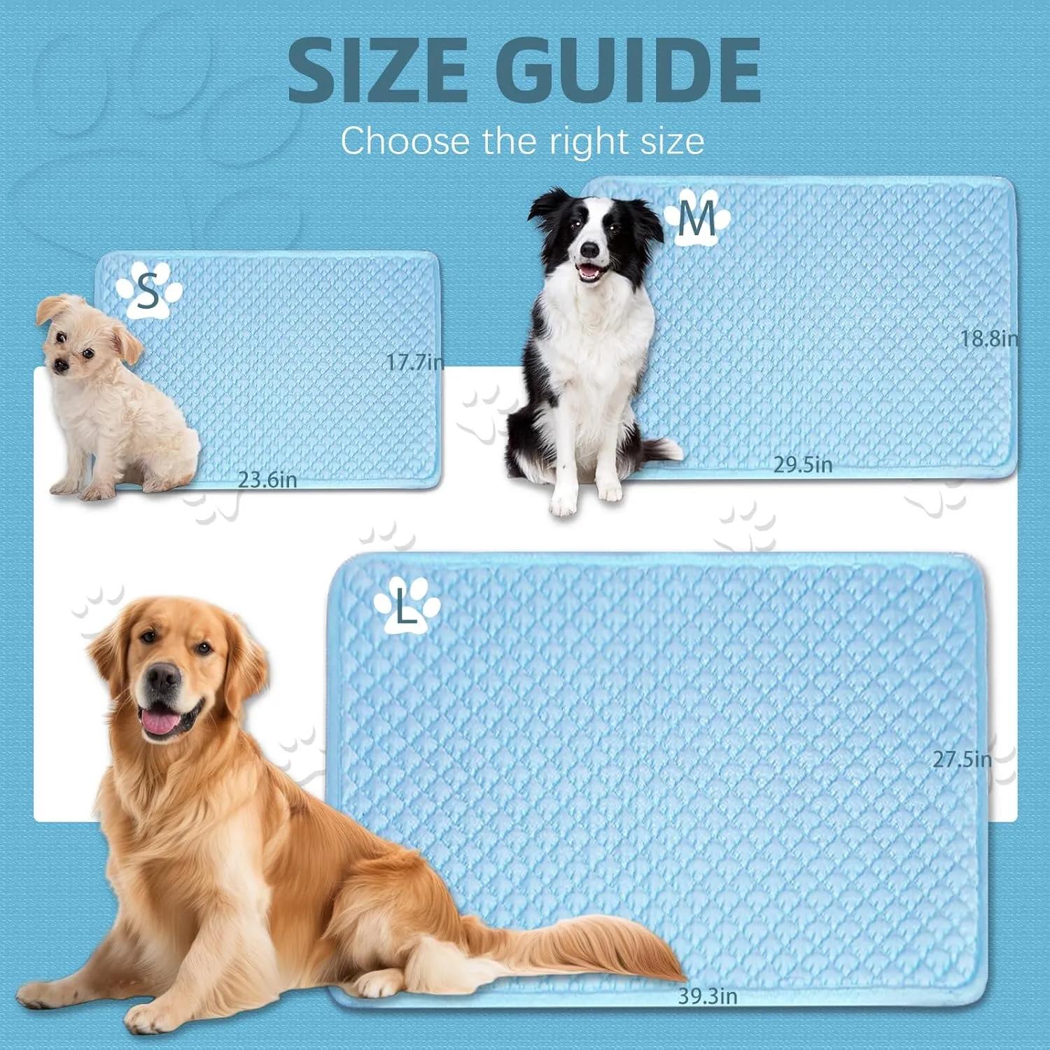 SOMOYA Upgrade Self-Cooling Mat Thicken Dogs Cooling Mat Washable Non-Slip Pet Cooling Pads Blanket Sleeping Kennel Mat,Washable Ice Silk Sleep Mat Pad Breathable for Large Dogs Cats