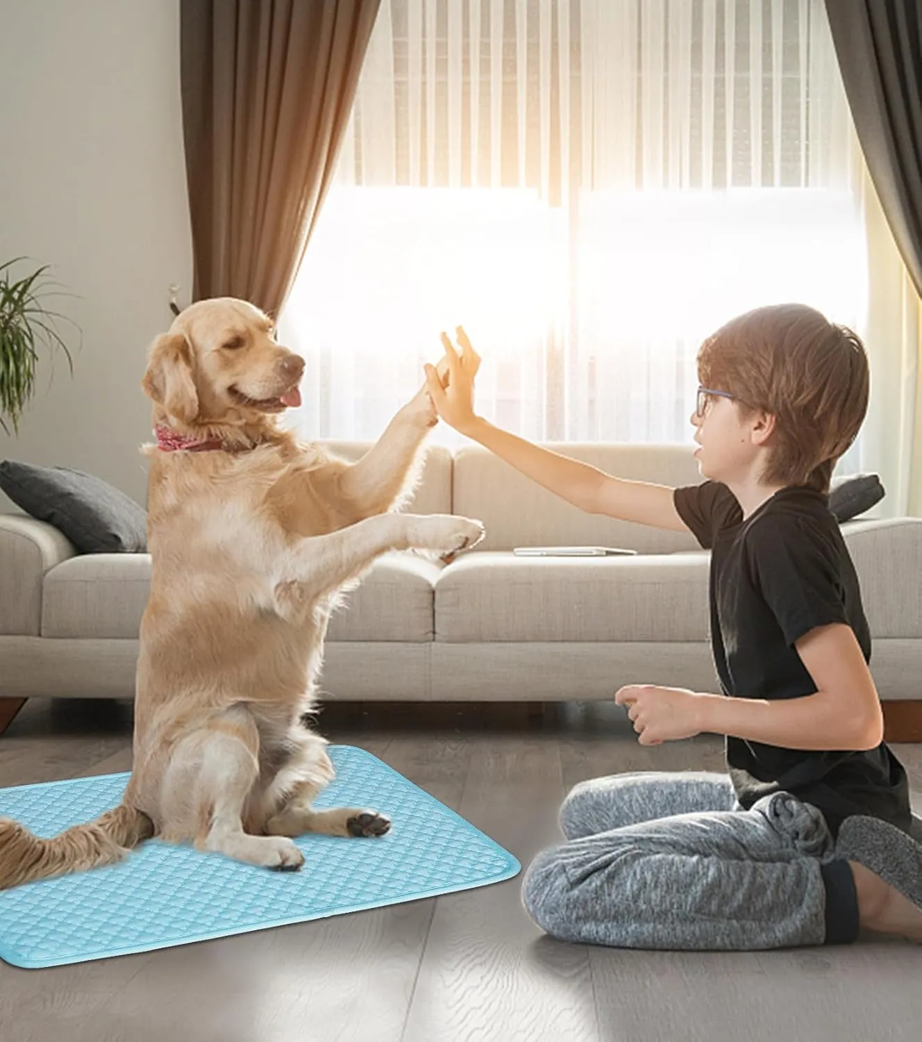 SOMOYA Upgrade Self-Cooling Mat Thicken Dogs Cooling Mat Washable Non-Slip Pet Cooling Pads Blanket Sleeping Kennel Mat,Washable Ice Silk Sleep Mat Pad Breathable for Large Dogs Cats