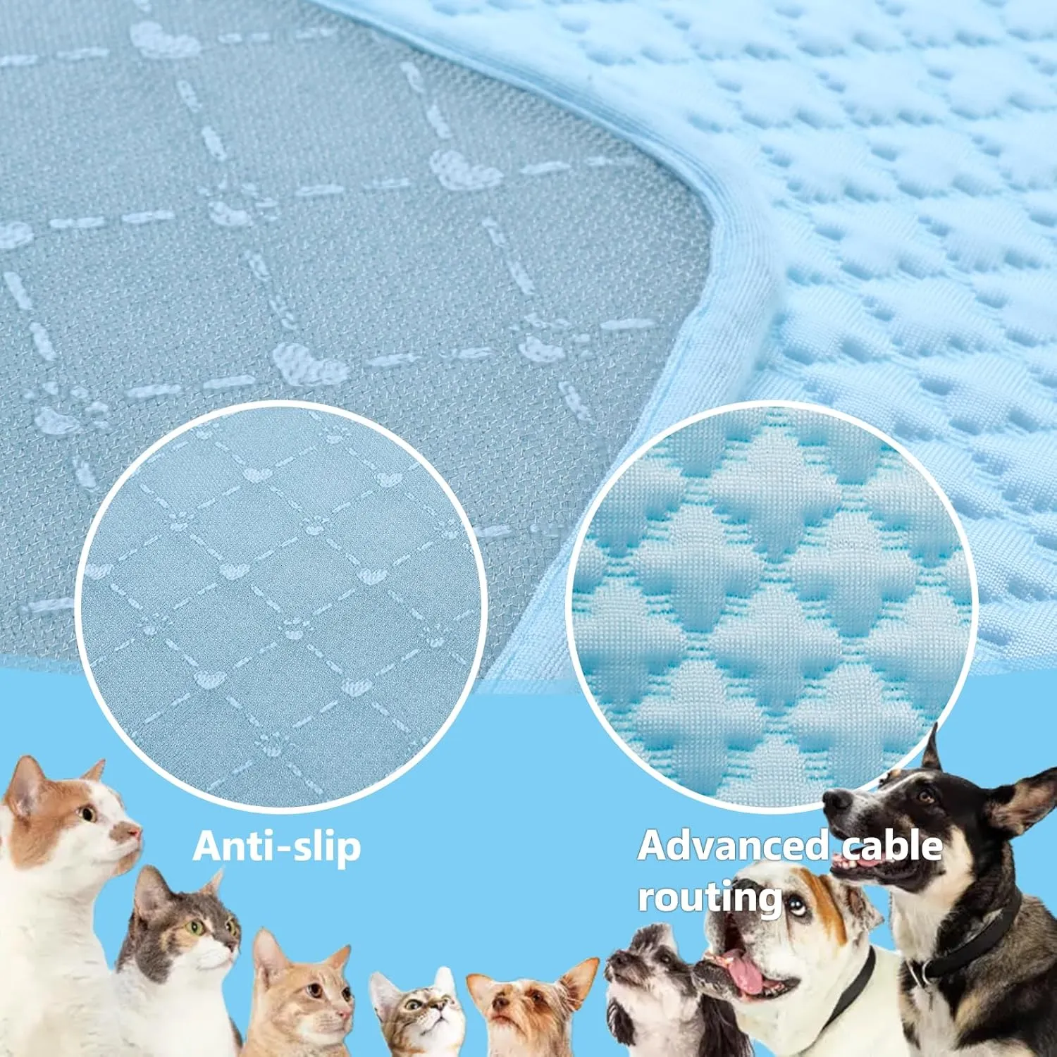 SOMOYA Upgrade Self-Cooling Mat Thicken Dogs Cooling Mat Washable Non-Slip Pet Cooling Pads Blanket Sleeping Kennel Mat,Washable Ice Silk Sleep Mat Pad Breathable for Large Dogs Cats