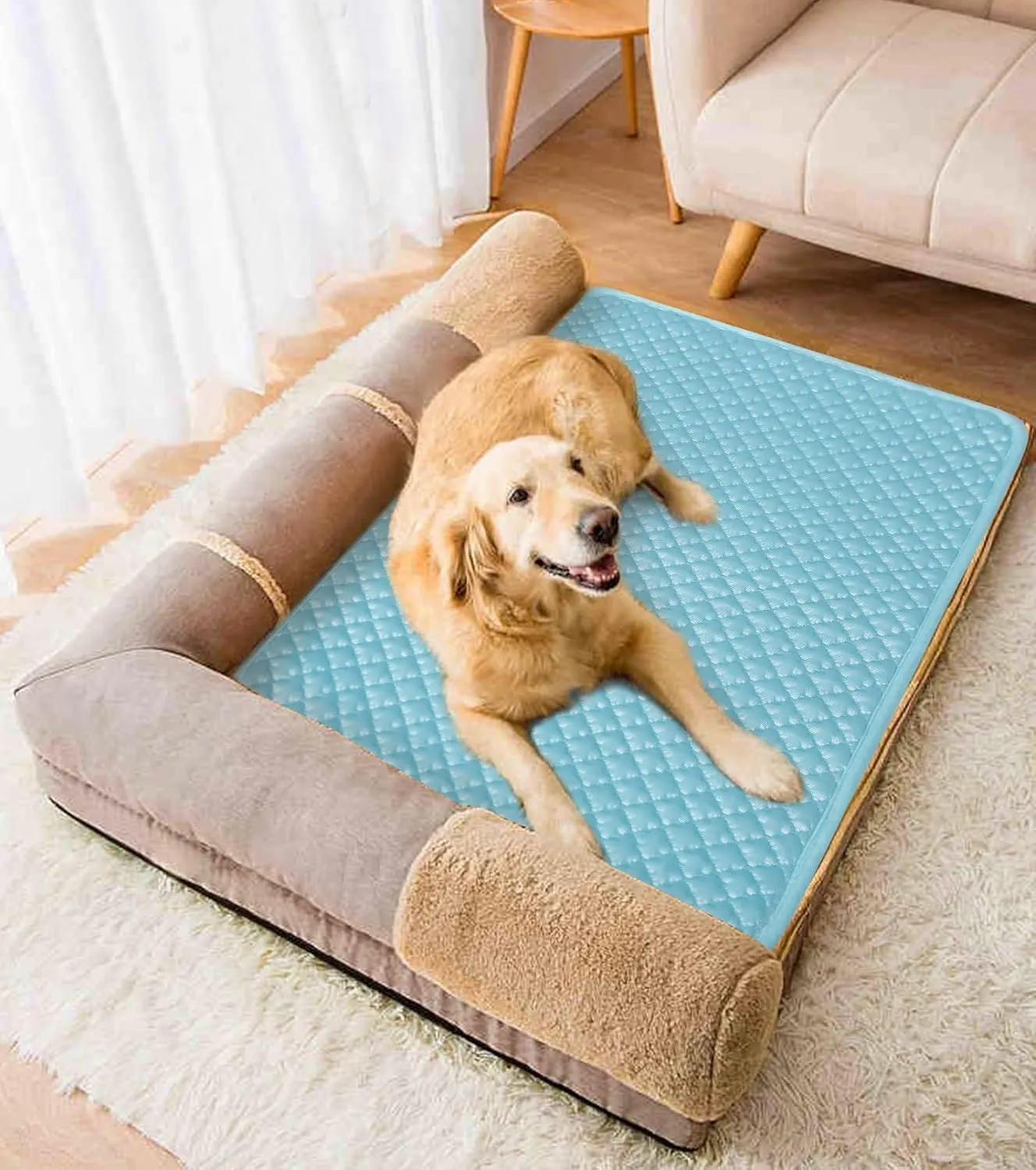SOMOYA Upgrade Self-Cooling Mat Thicken Dogs Cooling Mat Washable Non-Slip Pet Cooling Pads Blanket Sleeping Kennel Mat,Washable Ice Silk Sleep Mat Pad Breathable for Large Dogs Cats