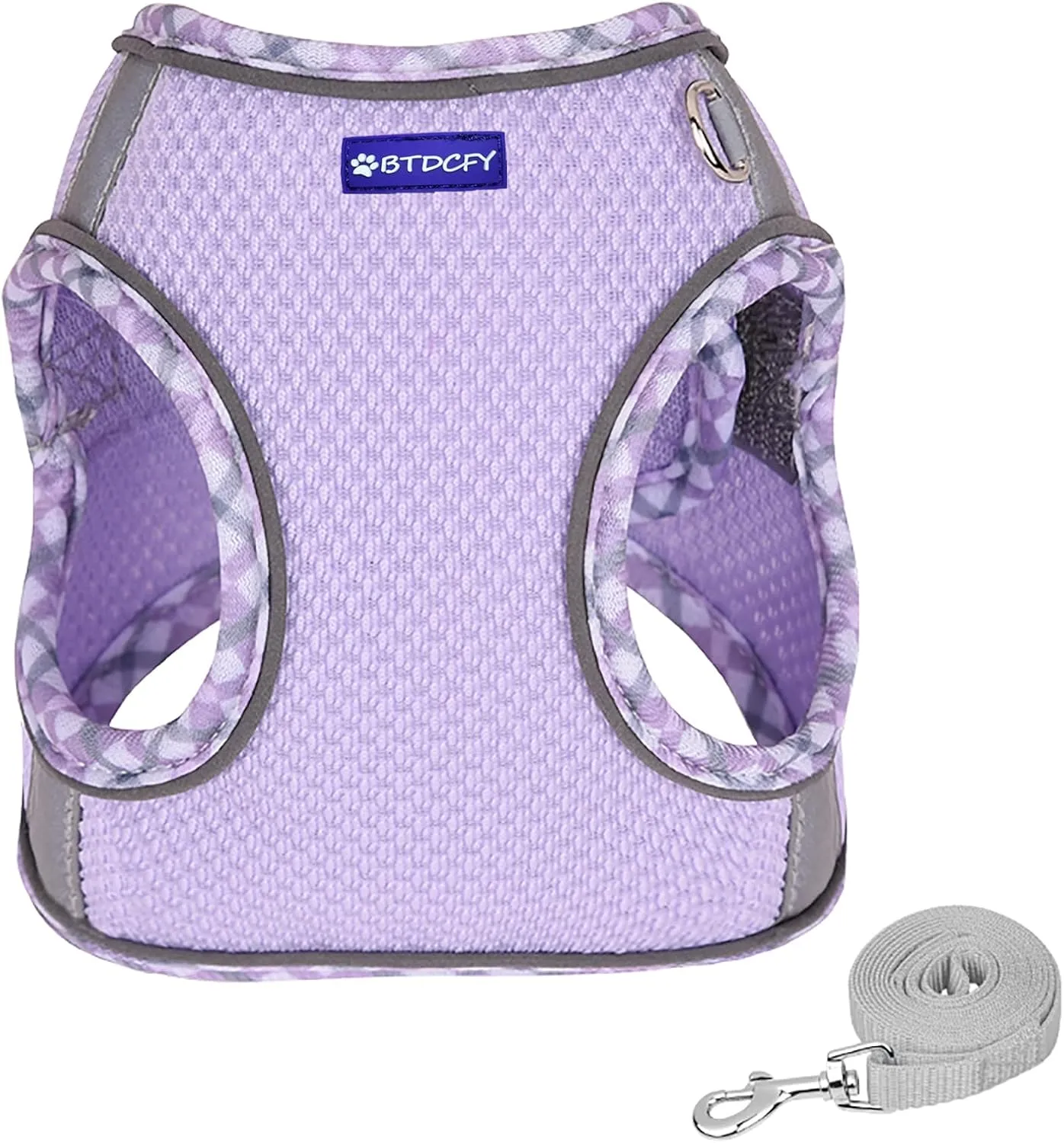 Step in Mesh Dog Harness and Leash Set, Breathable Air Mesh, Reflective, Escape Proof, No Choke, Lightweight, Purple, S(neck:10.5"-12",chest:13.5"-16"), Sporty, Dog, Harness