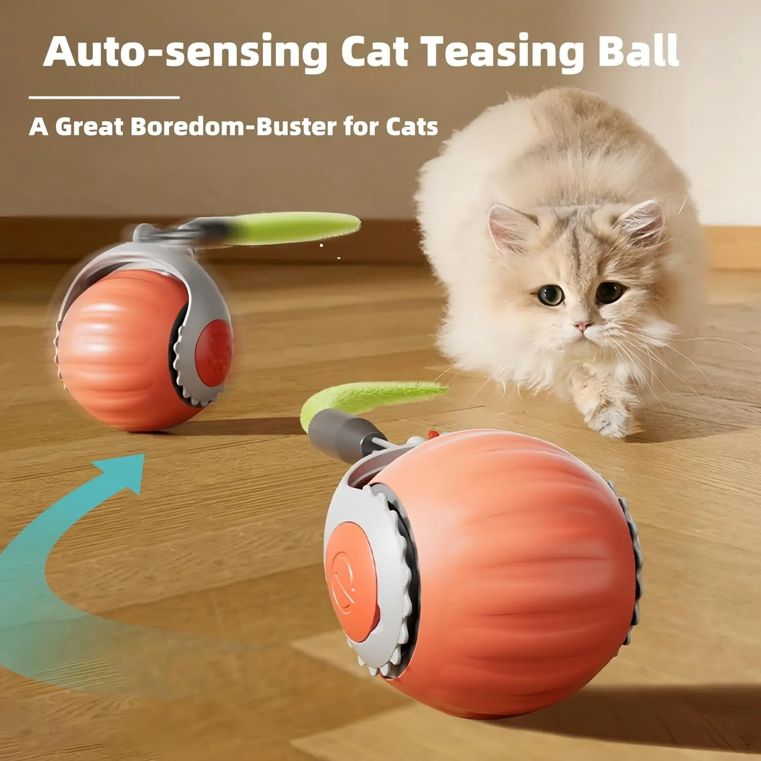 Upgraded Racing Tail 5.0 Indoor Cat Interactive Toy: Sensor Cat Teasing Ball, Pet Electronic Chasing and Exercise Toy, Specially Designed for Bored Cats, Two Modes & One-Click Switching (3 pcs)