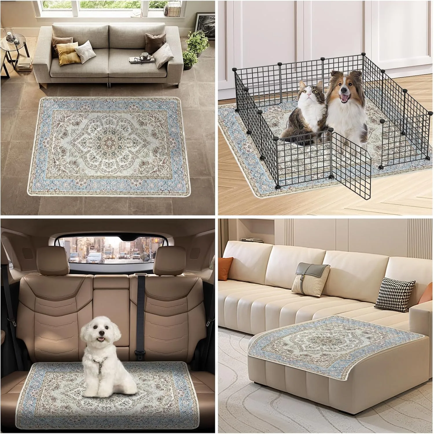 Washable Pee Pads for Dogs,2 Pack Reusable Puppy Pads 18"x24" Super Absorbent Waterproof Pet Training Pads, Non-Slip Potty Pads for Crate,Floor,Sofa (Grey Medallion, 18"x24"(Pack of 2))