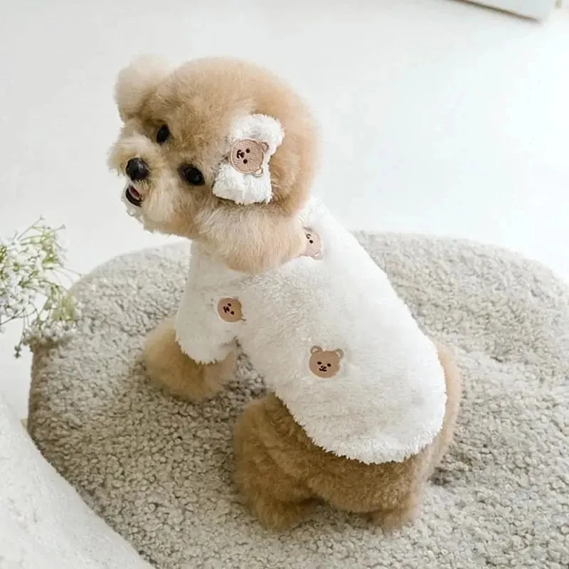 Winter Pet Dog Clothes | Cute Bear Warm Fleece Sweatshirt | For Puppy, Small & Medium Dogs | Jacket for French Bulldog & Chihuahua