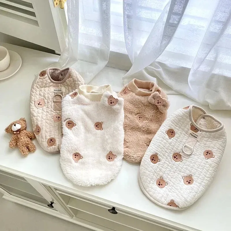 Winter Pet Dog Clothes | Cute Bear Warm Fleece Sweatshirt | For Puppy, Small & Medium Dogs | Jacket for French Bulldog & Chihuahua