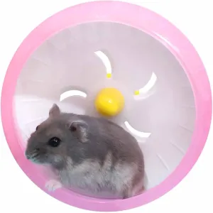 WishLotus Silent Running Wheel - Jogging Exercise Toy for Hamster Cage, Accessory for Dwarf Hamster, Golden Silk Shih Tzu Bear (Pink)