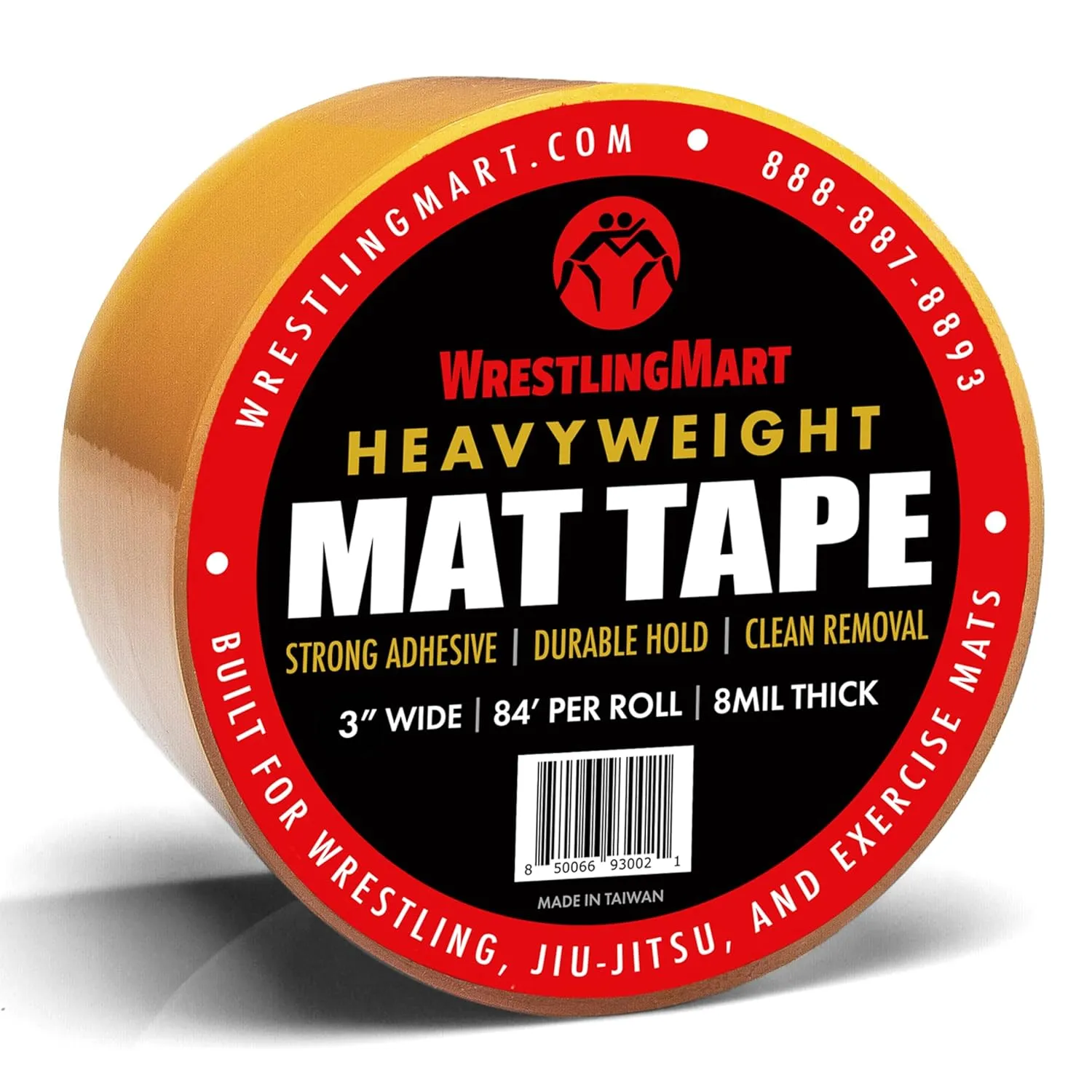WrestlingMart Heavyweight Mat Tape | Premium 8mil Thick Clear Wrestling Mat Tape for Long-Term Application | Maximum Strength, Tear-Resistant, & Reusable (3", 1, Roll)