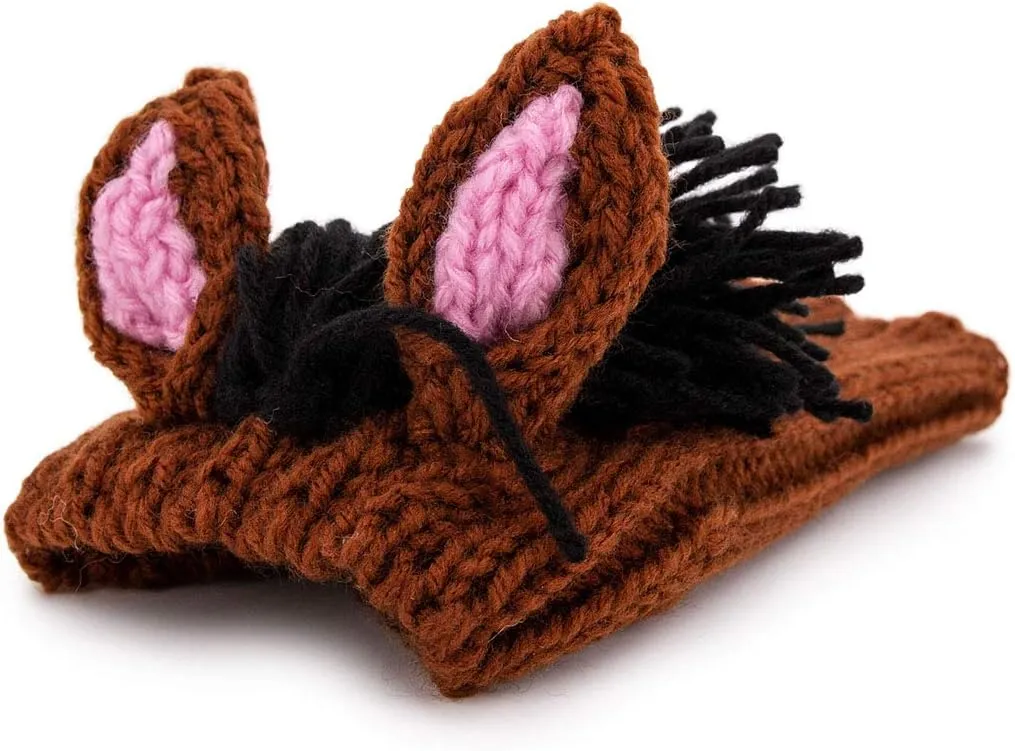 Zoo Snoods Horse Costume - Knit Pony Dog Snood Ear Wrap for Pets, Warm Neck Cover for Halloween and Winter (Medium)