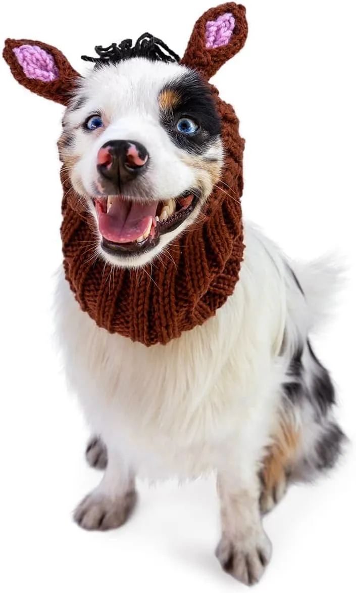 Zoo Snoods Horse Costume - Knit Pony Dog Snood Ear Wrap for Pets, Warm Neck Cover for Halloween and Winter (Medium)